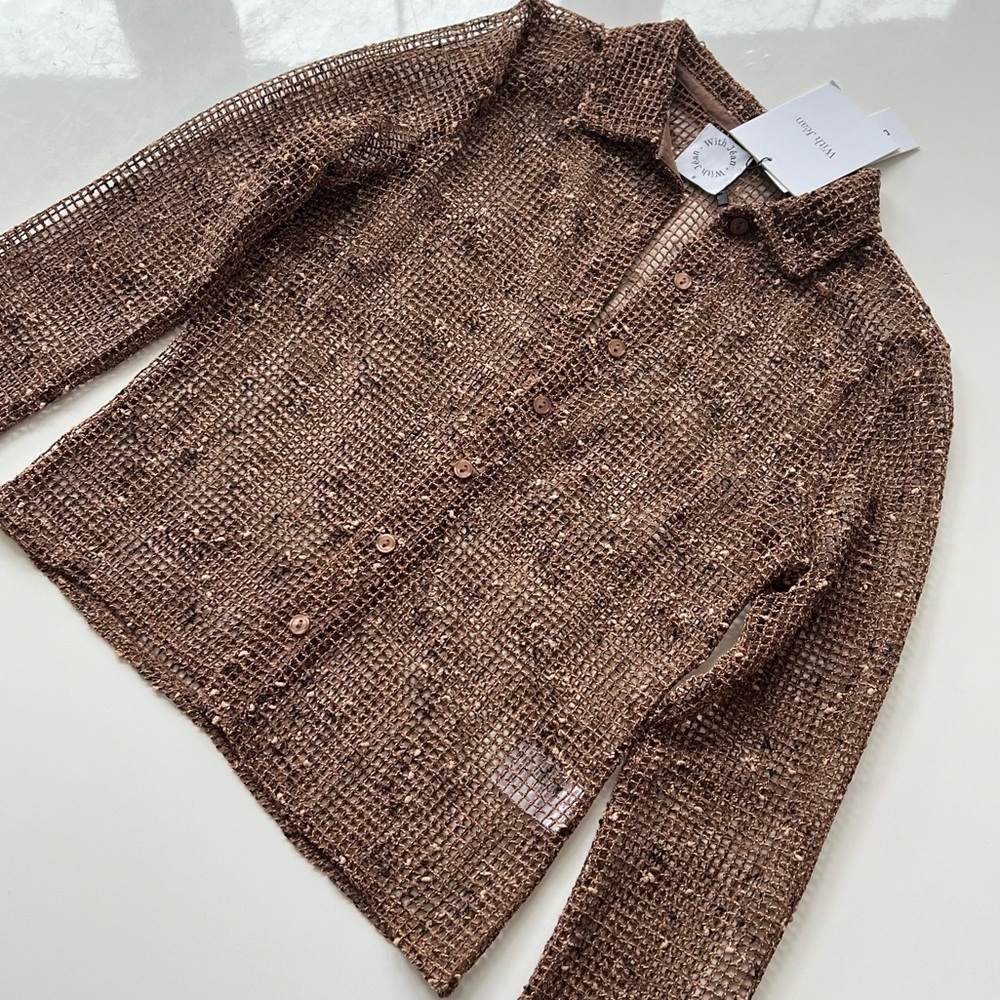 NWT With Jean Eva Top | Brown Knit